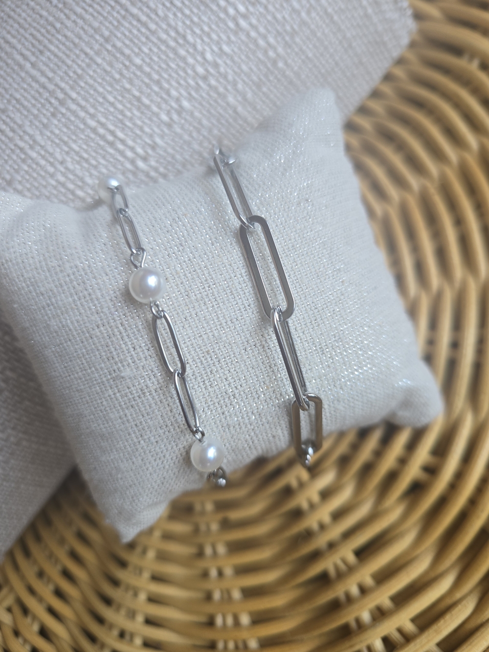 NWOT Elegant 18K White Gold PVD Paperclip Bracelets